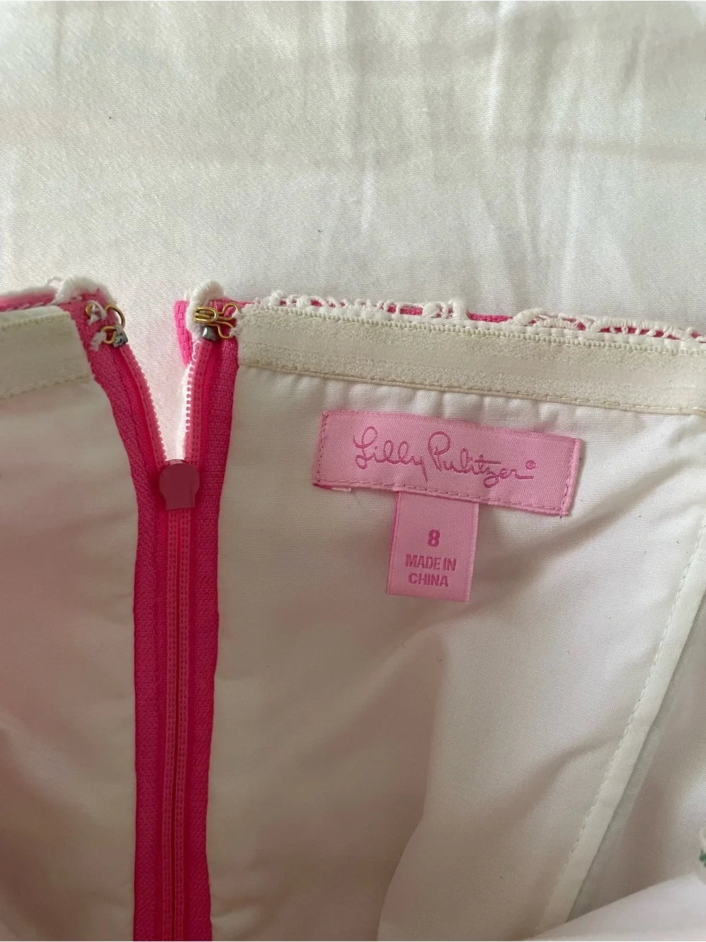 Lilly Pulitzer Hot Pink Strapless Lace-Trim Sheath Dress - Picture 4 of 4